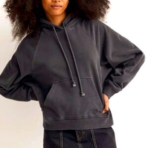 Madewell MWL Terry Raglan Sleeve Hoodie Sweatshirt XL Gray Relaxed Fit Casual